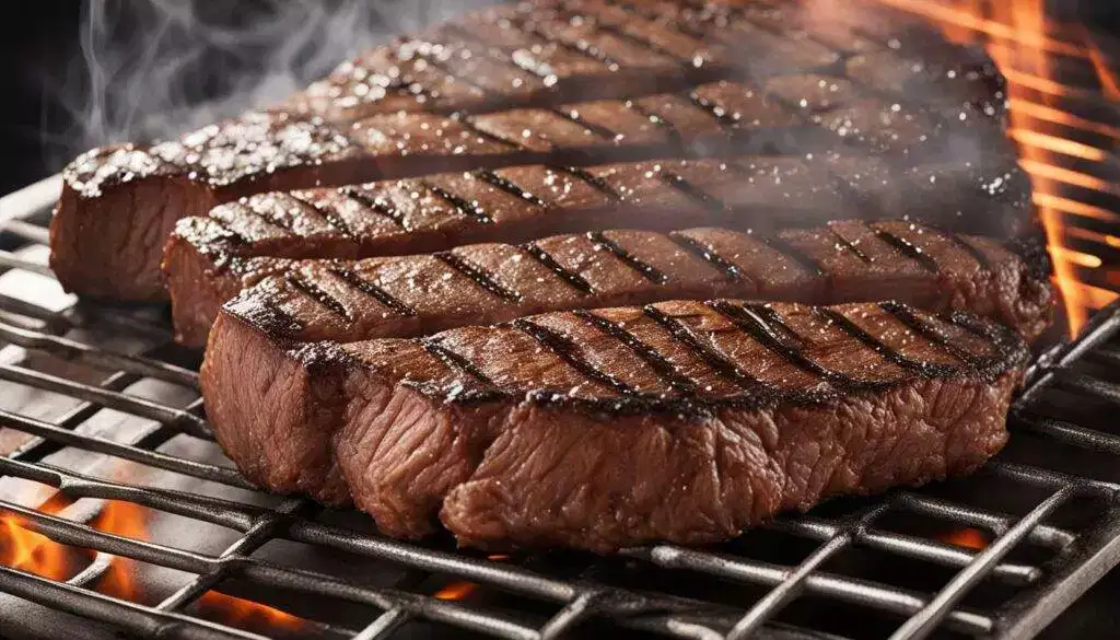 Cooked steak on a grill