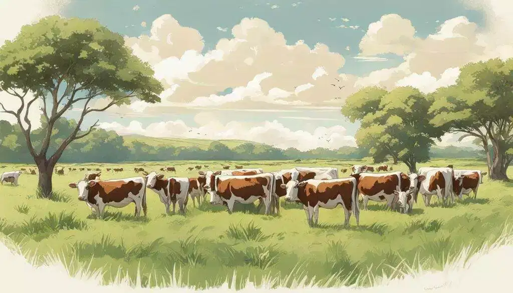 Organically raised cattle grazing on fresh green grass