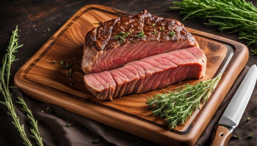 Grass-fed beef on a cutting board Grass-fed beef on a cutting board