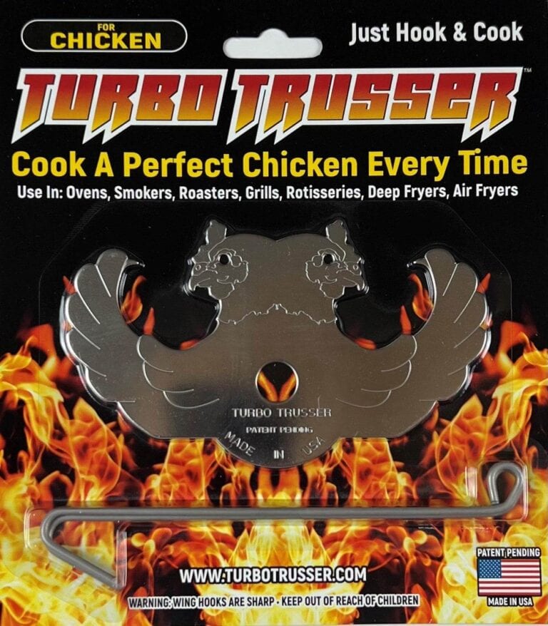 Turbo Trusser revolutionizes chicken roasting with perfect results every time.